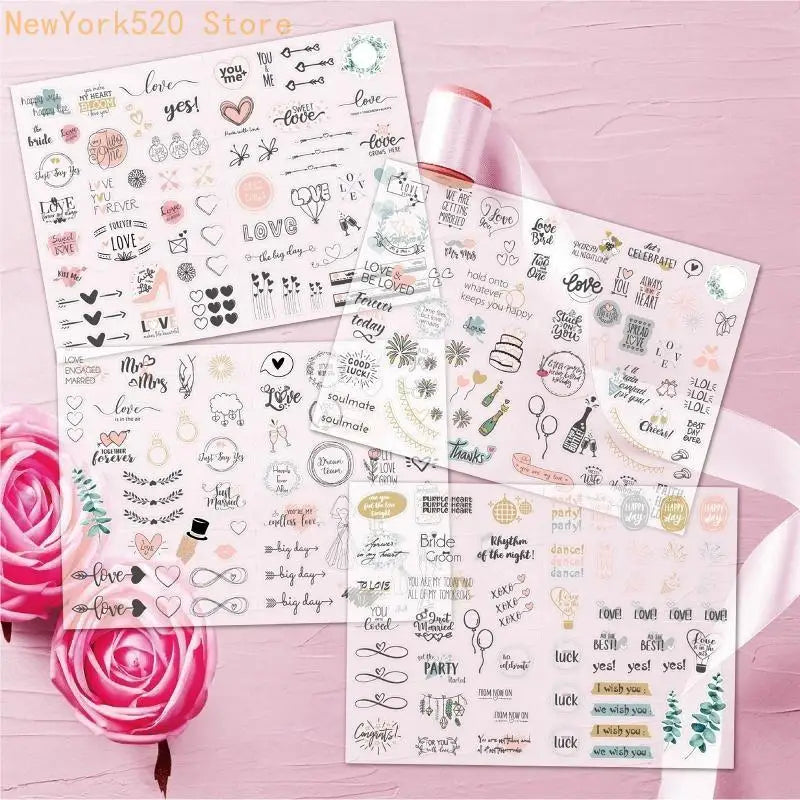 4 Sheets Wedding Stickers 230pcs – Scrapbooking & Crafts