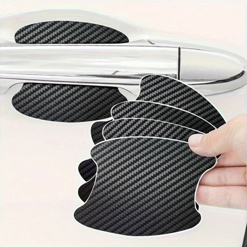 4pcs Carbon Fiber Car Door Handle Protection Film Stickers
