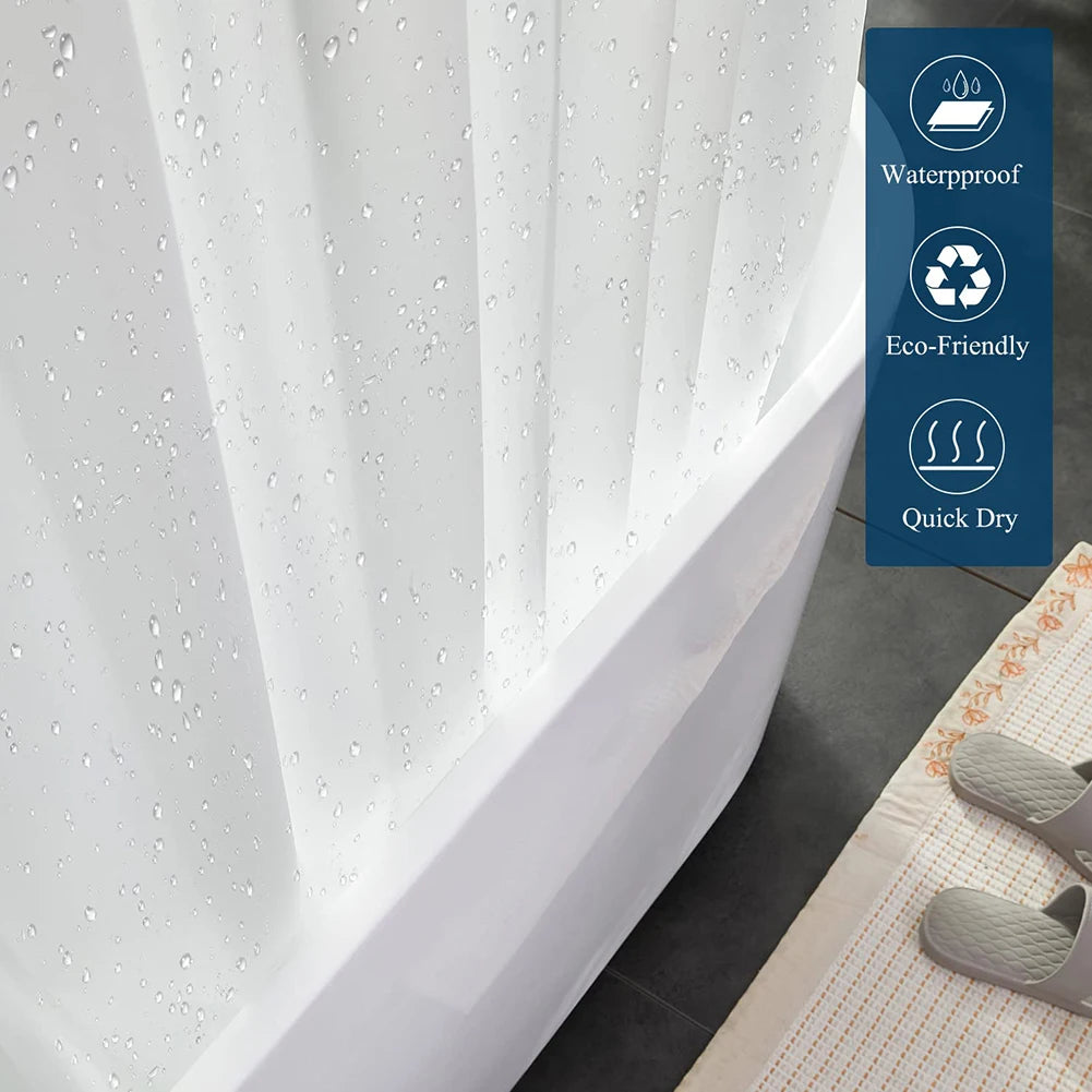 Waterproof Shower Curtain 180x180cm + 12 Hooks | Anti-Mould PEVA
