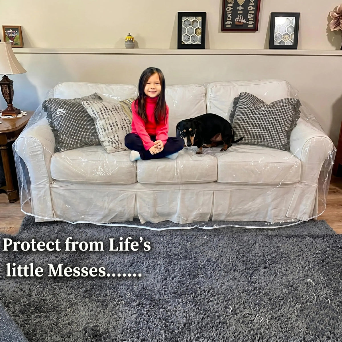 Clear Waterproof Sofa Cover – Heavy-Duty Pet Scratch Protector