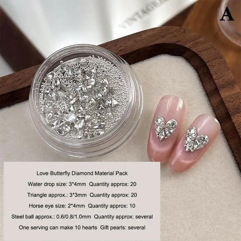 3D Nail Art Rhinestones – Heart & Butterfly Flatback Crystals