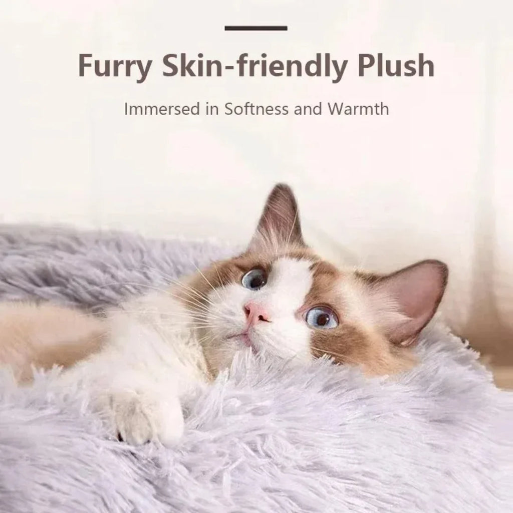 Plush Round Pet Bed 40–70cm Washable Warm Dog & Cat Nest