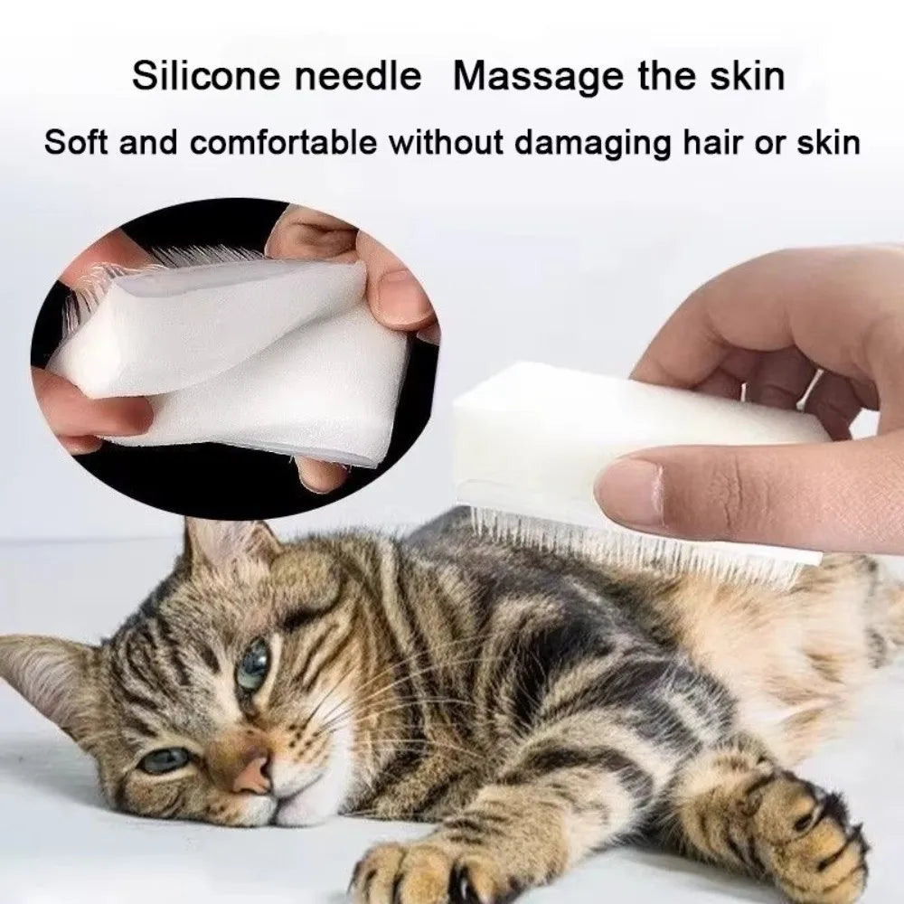 Pet Grooming Massage Brush – Silicone Cat Tongue Design