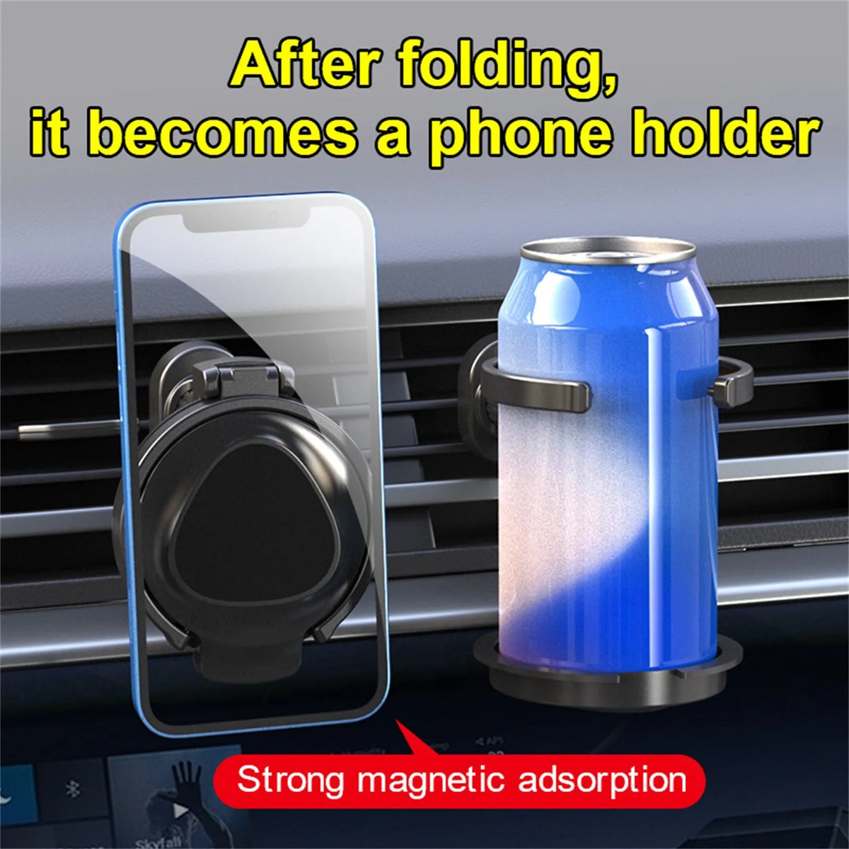 Collapsible Car Vent Cup Holder with Phone Mount | Universal
