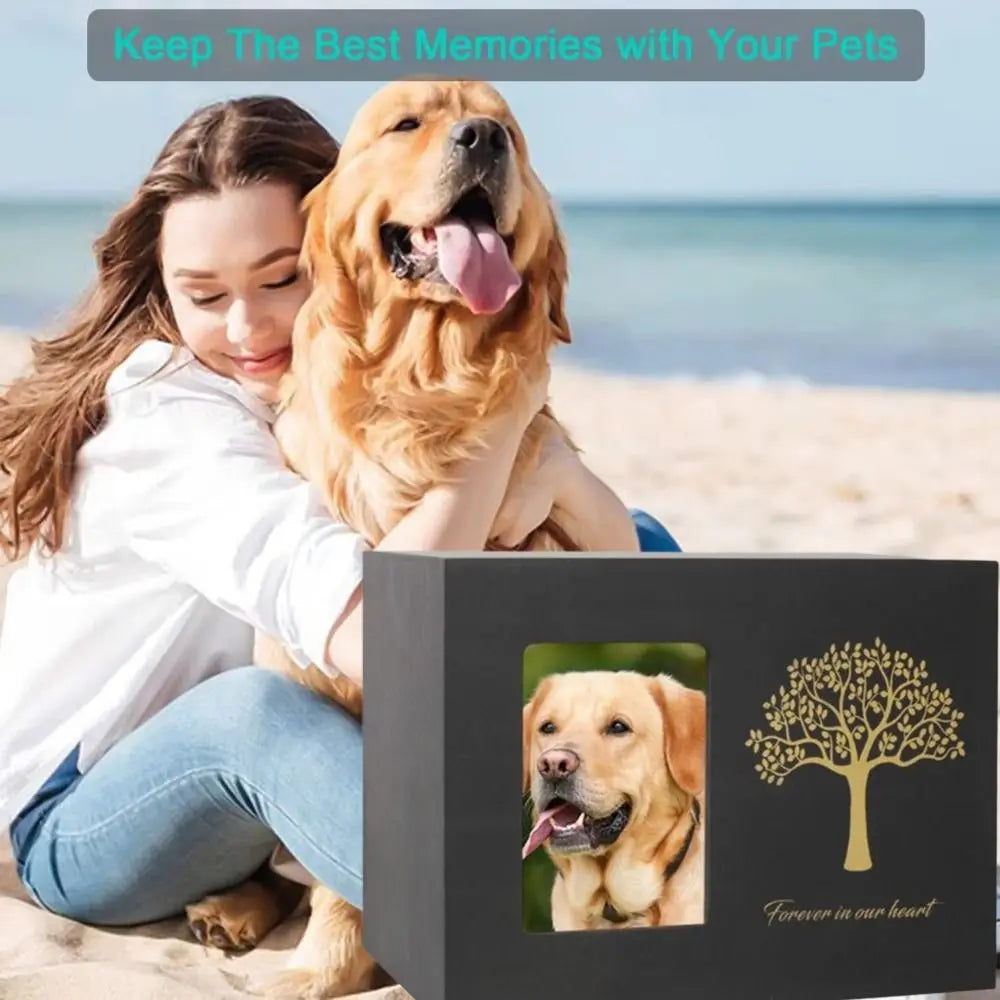 Wooden Pet Cremation Urn with Photo Frame | Tree of Life