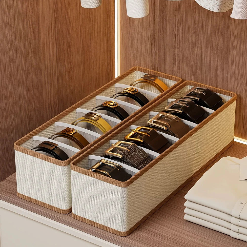 KindFuny 6-Compartment Belt & Tie Drawer Organizer Box