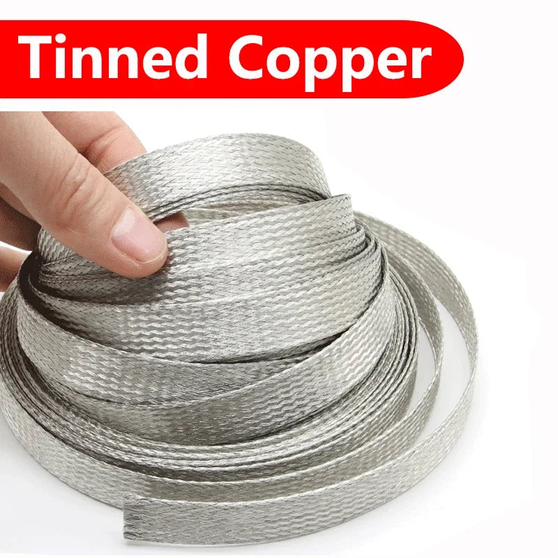 Tinned Copper Braided Expandable Cable Shielding Sleeve 2–28mm