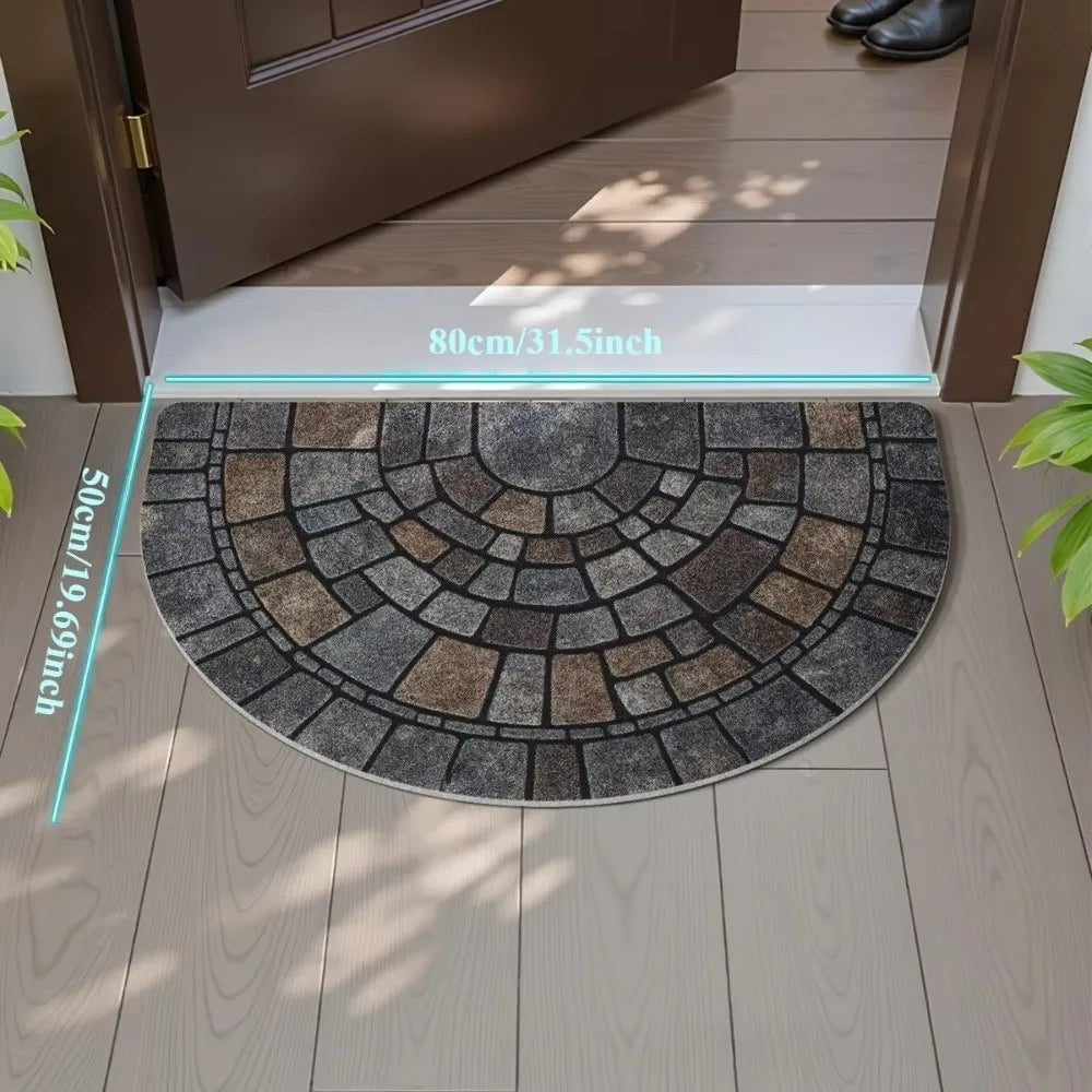 Soft Semi-Circle Door Mat – Absorbent Non-Slip Entry Rug