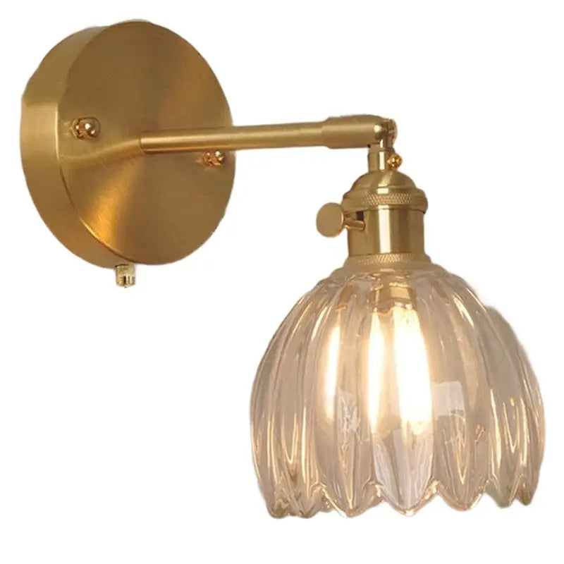 Vintage Amber Glass LED Wall Sconce with Pull Chain Switch