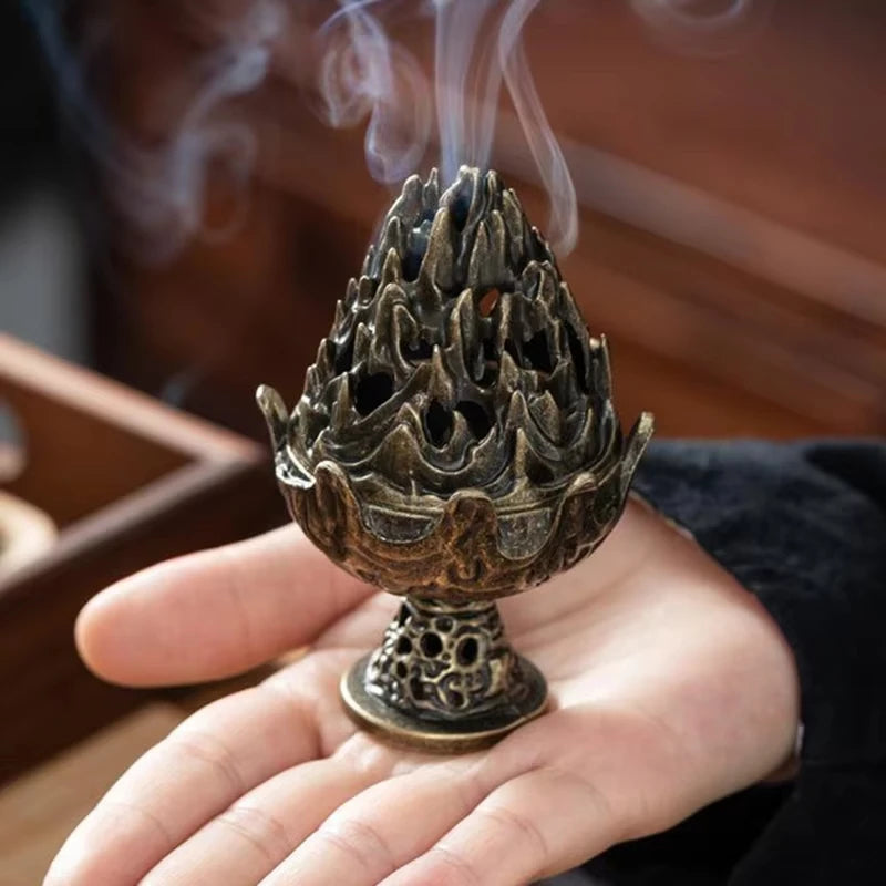 Vertical Mini Alloy Hollow Incense Burner – Tabletop Holder