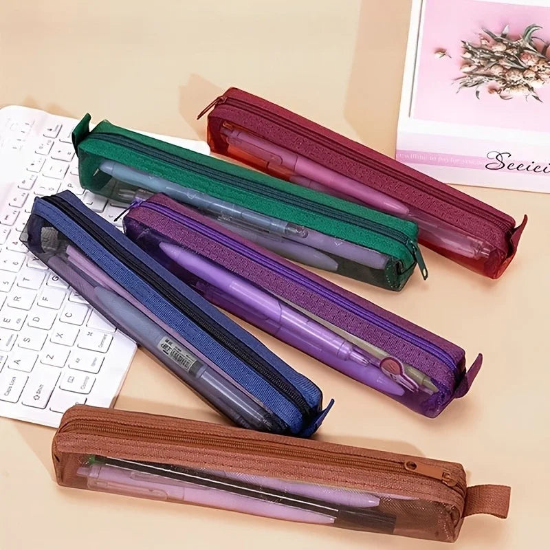 Mini Mesh Pencil Case – Portable Exam & School Supply Bag