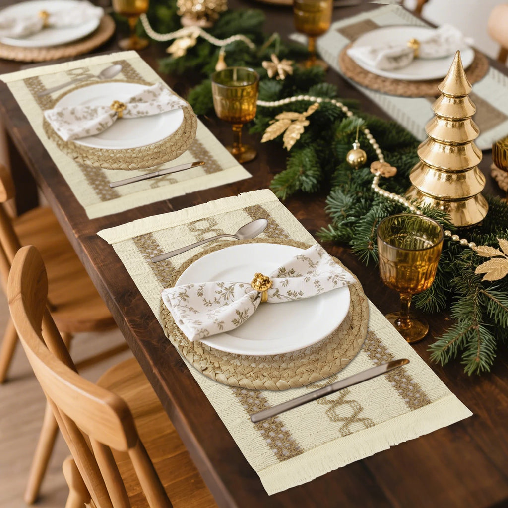 Boho Woven Placemats Set of 6 – Natural Eco-Friendly Table Mats