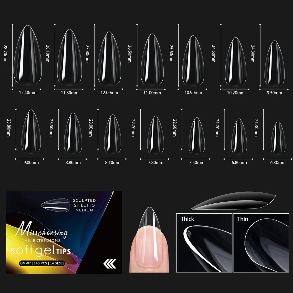 120pcs Clear Soft Gel Nail Tips – 14 Arch Styles Full Cover