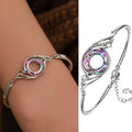 Iridescent Openwork Bracelet Silver Tone Adjustable Chain Women