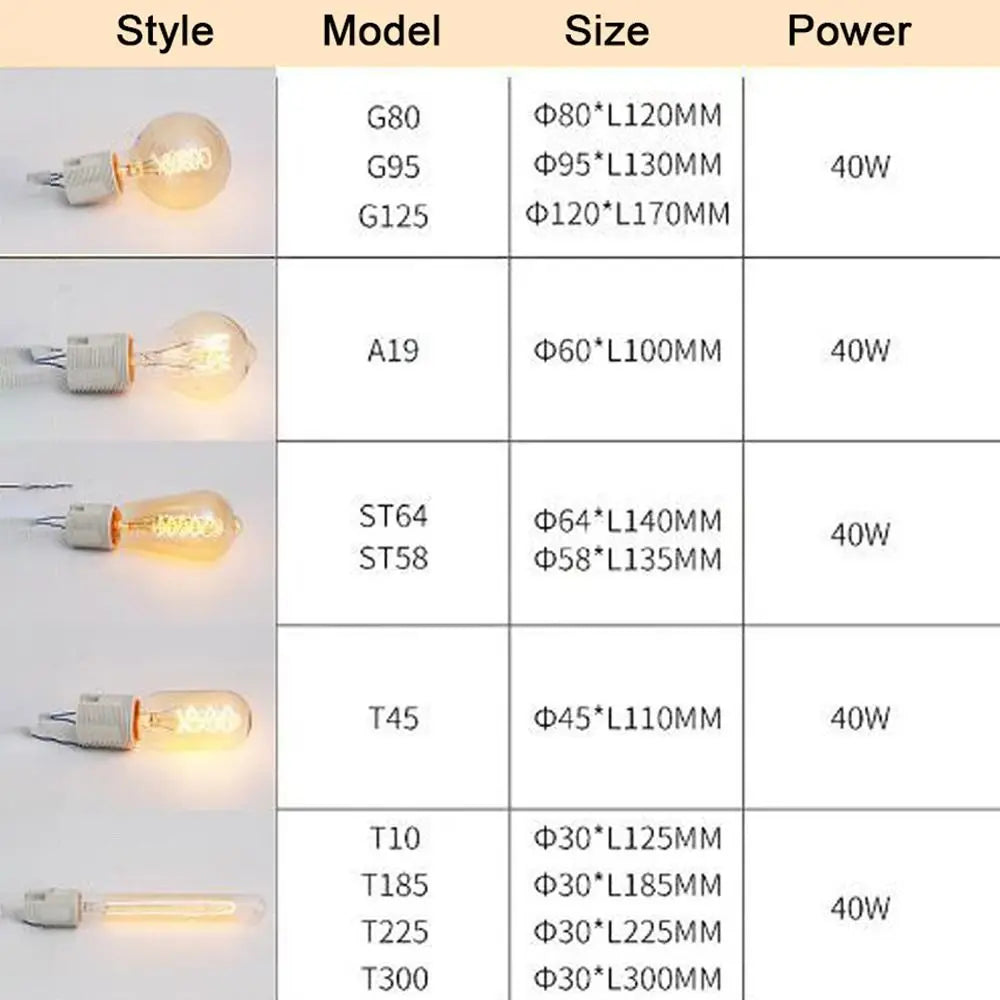 E27 40W Vintage Edison Filament Bulb – Antique Retro Glass Lamp