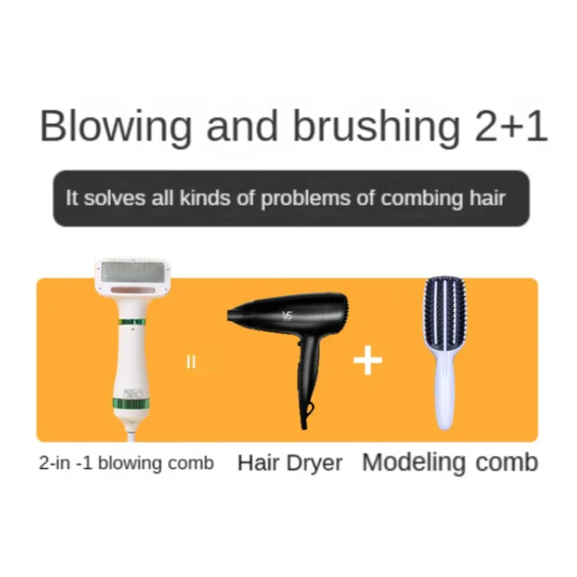 2-in-1 Pet Hair Dryer & Comb Brush – Quiet Dog Cat Grooming
