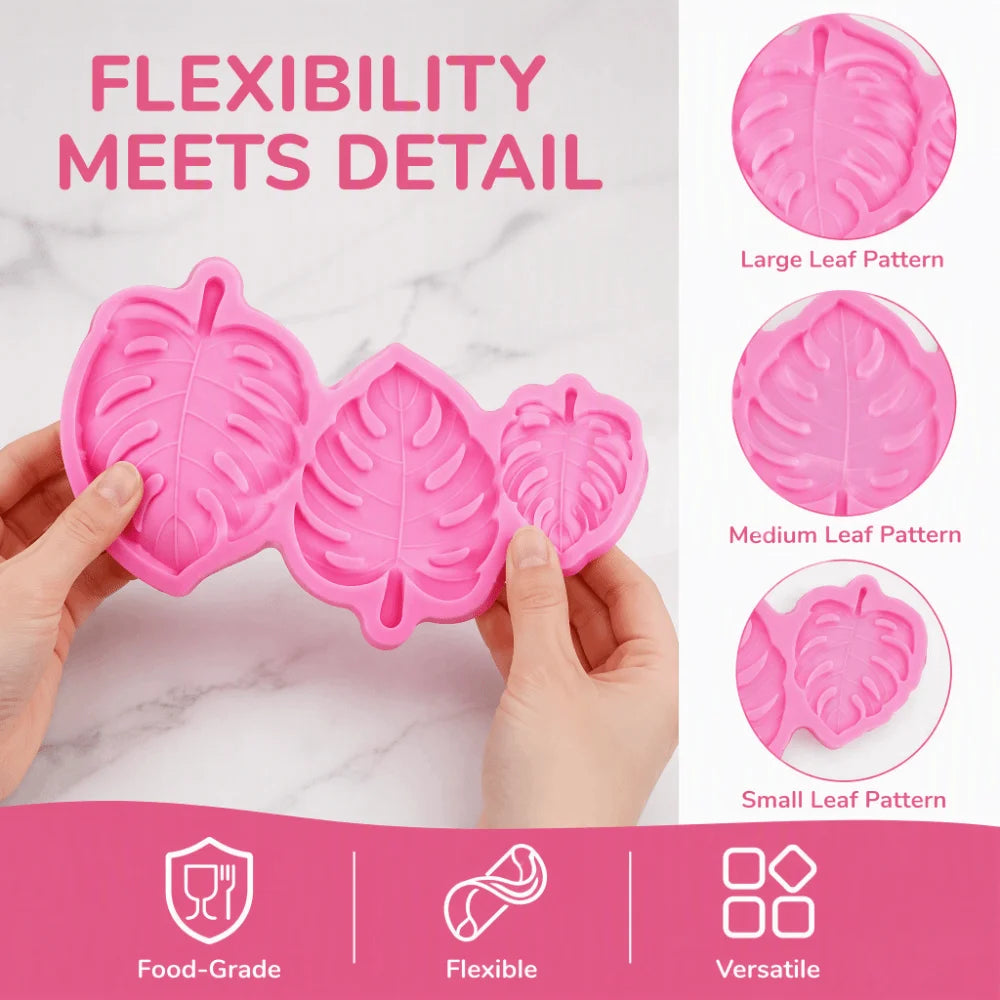 Monstera Leaf Silicone Mold – 3 Sizes, Food Grade Non-Stick