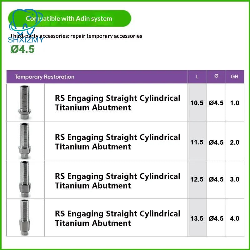 Adin Titanium Temporary Abutment Screw-Retained Implant Part 2pc