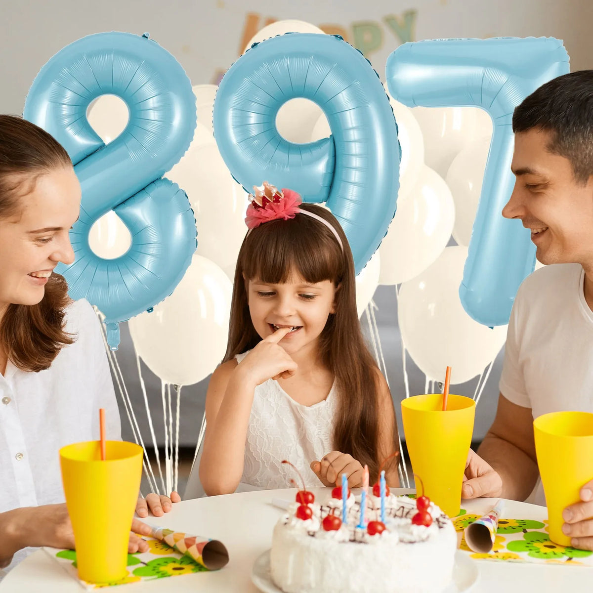 40-Inch Pearl Blue Number Foil Balloon Digits 0–9 Party Décor