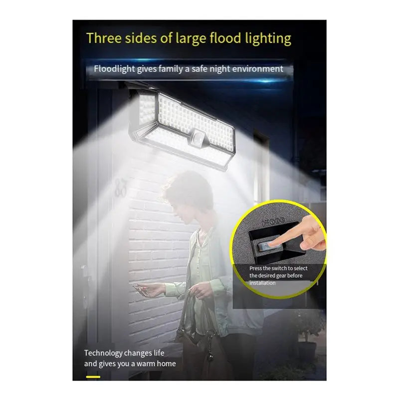 Solar Outdoor Light 4000LM 202 LED Motion Sensor IP65 Waterproof