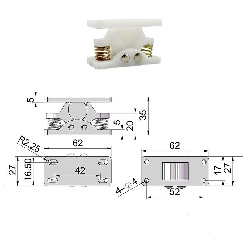 Zinc Alloy Ball Roller Touch Latch Spring Cabinet Door Catch