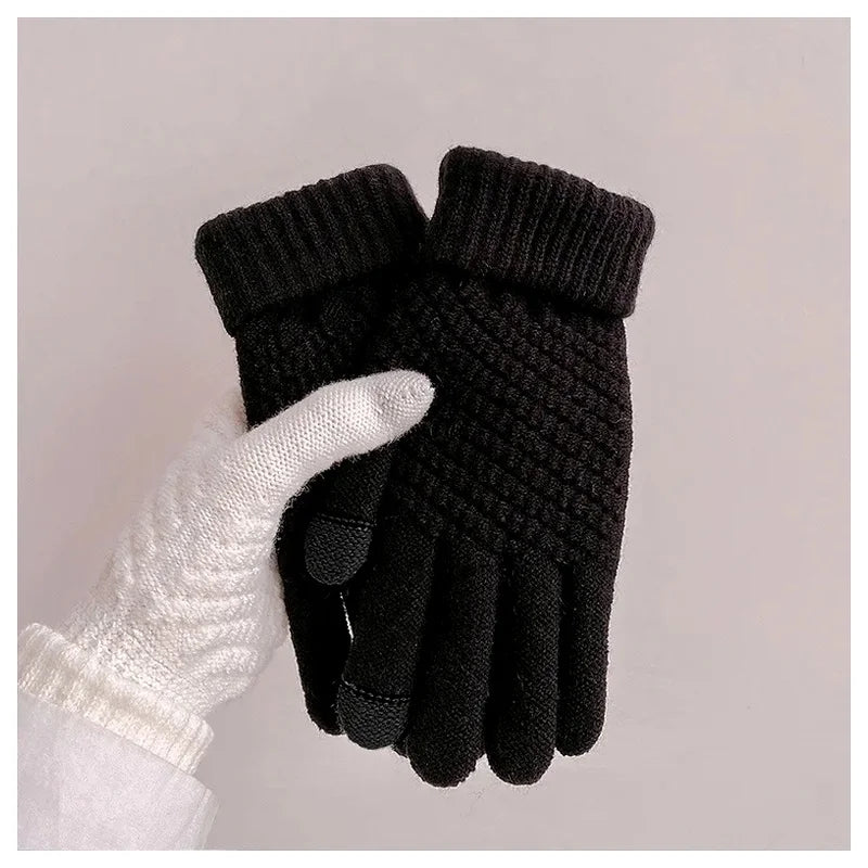 Stretch Knit Winter Gloves Windproof Warm Full Finger Unisex