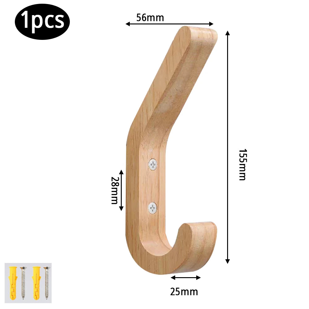 Wooden Wall Mounted Double Coat Hooks – Heavy Duty Oak Rack