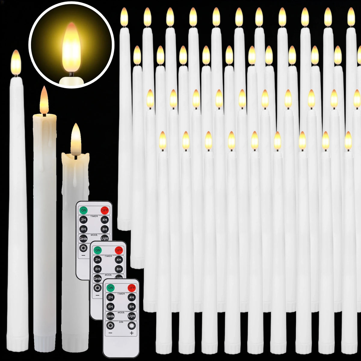 Flameless Taper Candles Battery LED Flickering Set 6/12/24Pcs