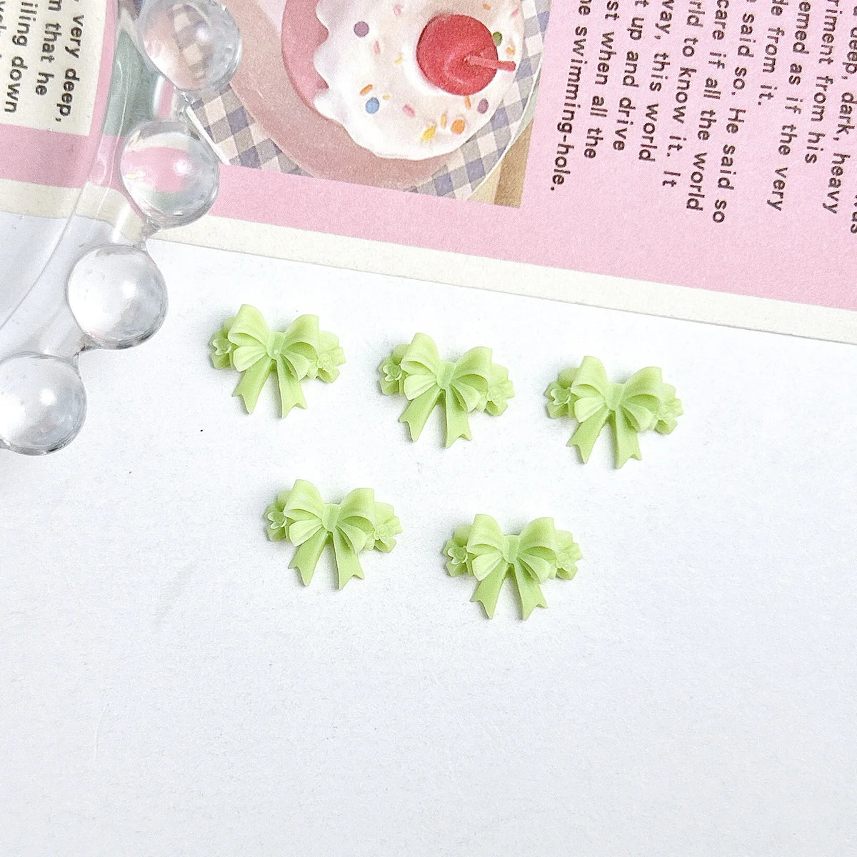 20pcs 3D Bowtie Nail Charms Pearl Bow Rhinestone Nail Art