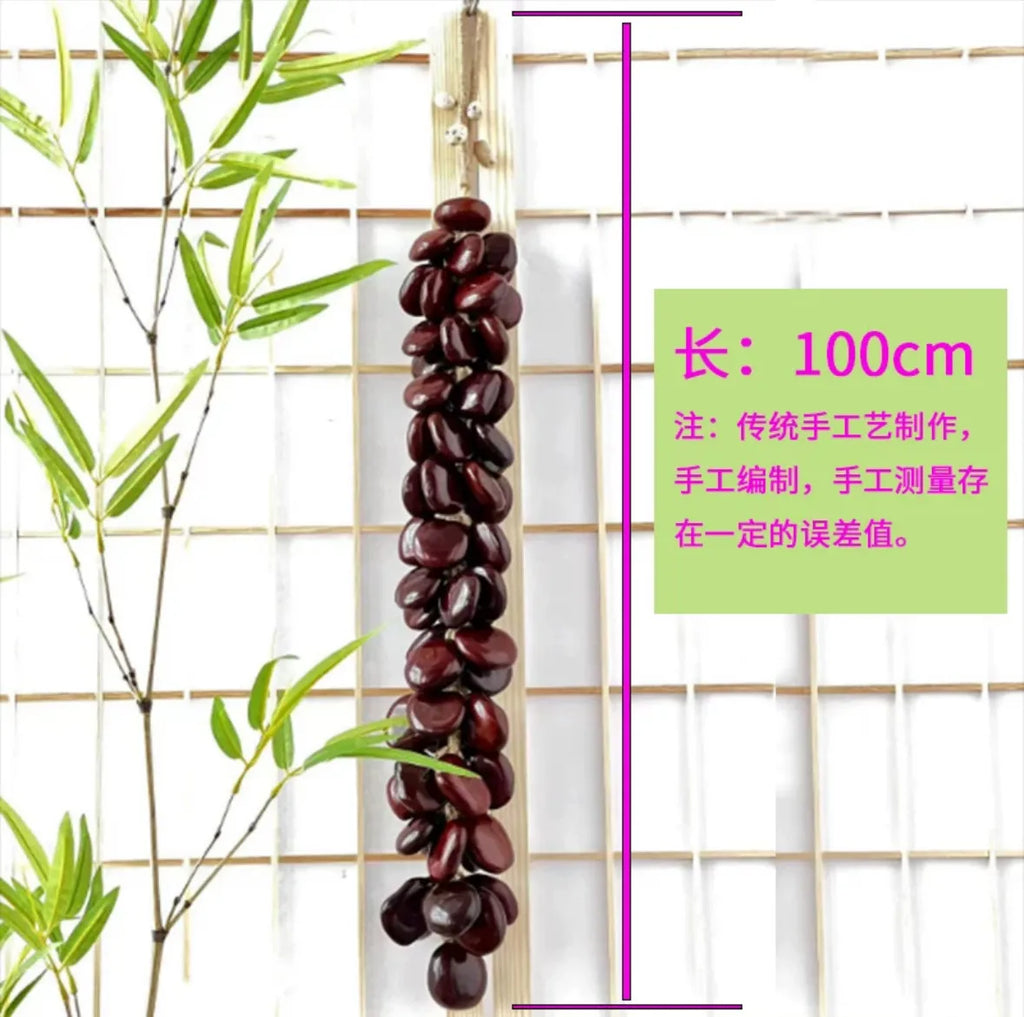 Handmade Natural Wood Bean Pendant Hanging String Décor
