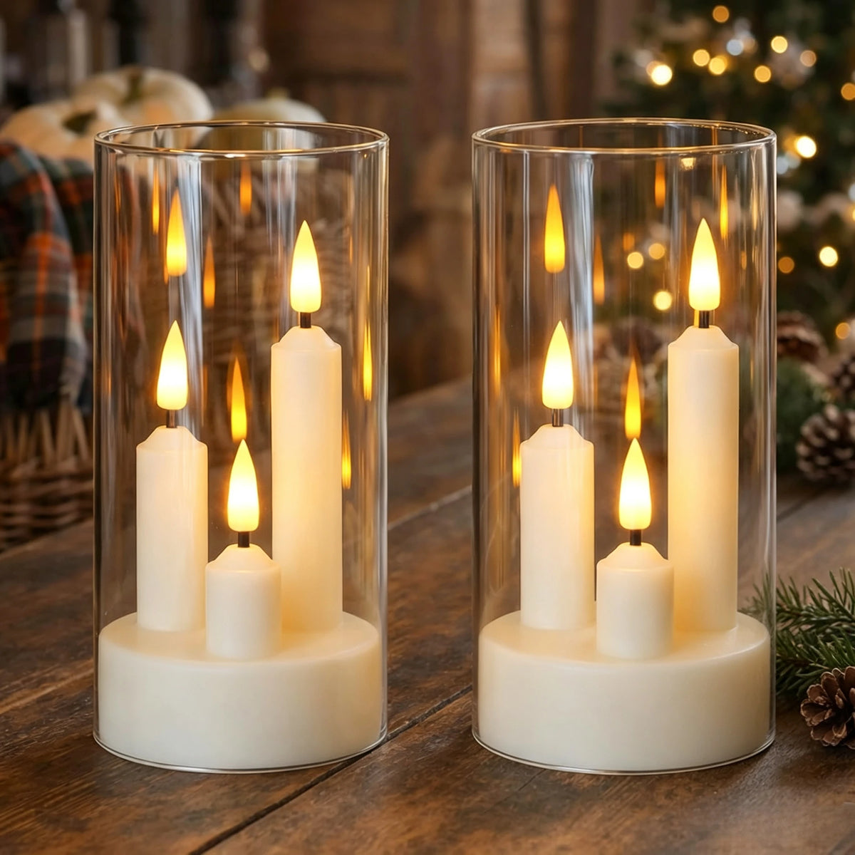 Flameless 3-in-1 LED Cone Candle | Flickering Wick Battery Operated