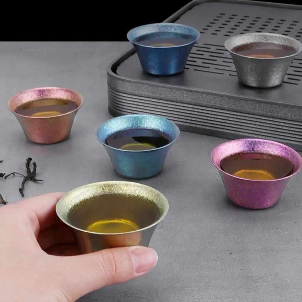 Double Wall Titanium Gongfu Tea Cup – Lotus Shape 40ml