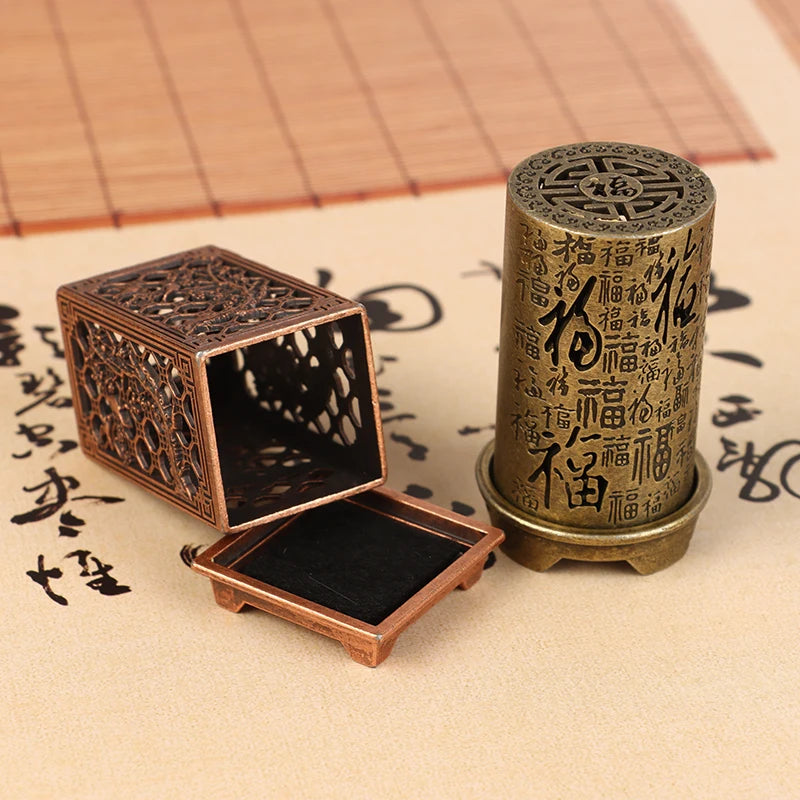 Zinc Alloy Incense Burner – Square & Cylindrical Hollow Design