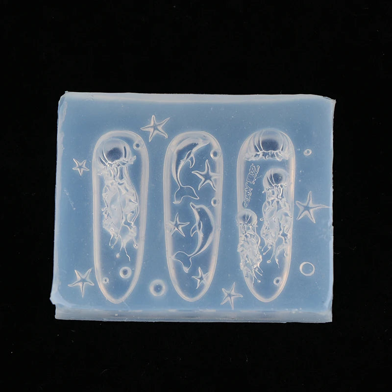 Ocean Series 3D Silicone Nail Mold – Seashell, Jellyfish & Dolphin