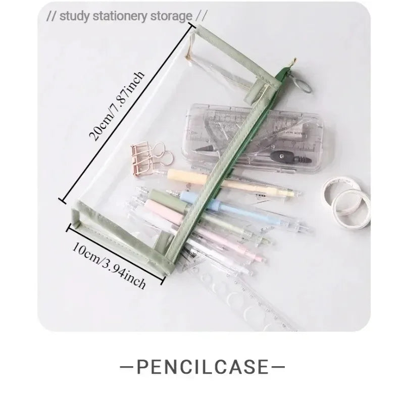 Transparent Triangle Pencil Case PVC Large Capacity Zipper Pouch