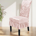 Velvet Ruffle Skirt Chair Cover – Removable Anti-Slip Slipcover