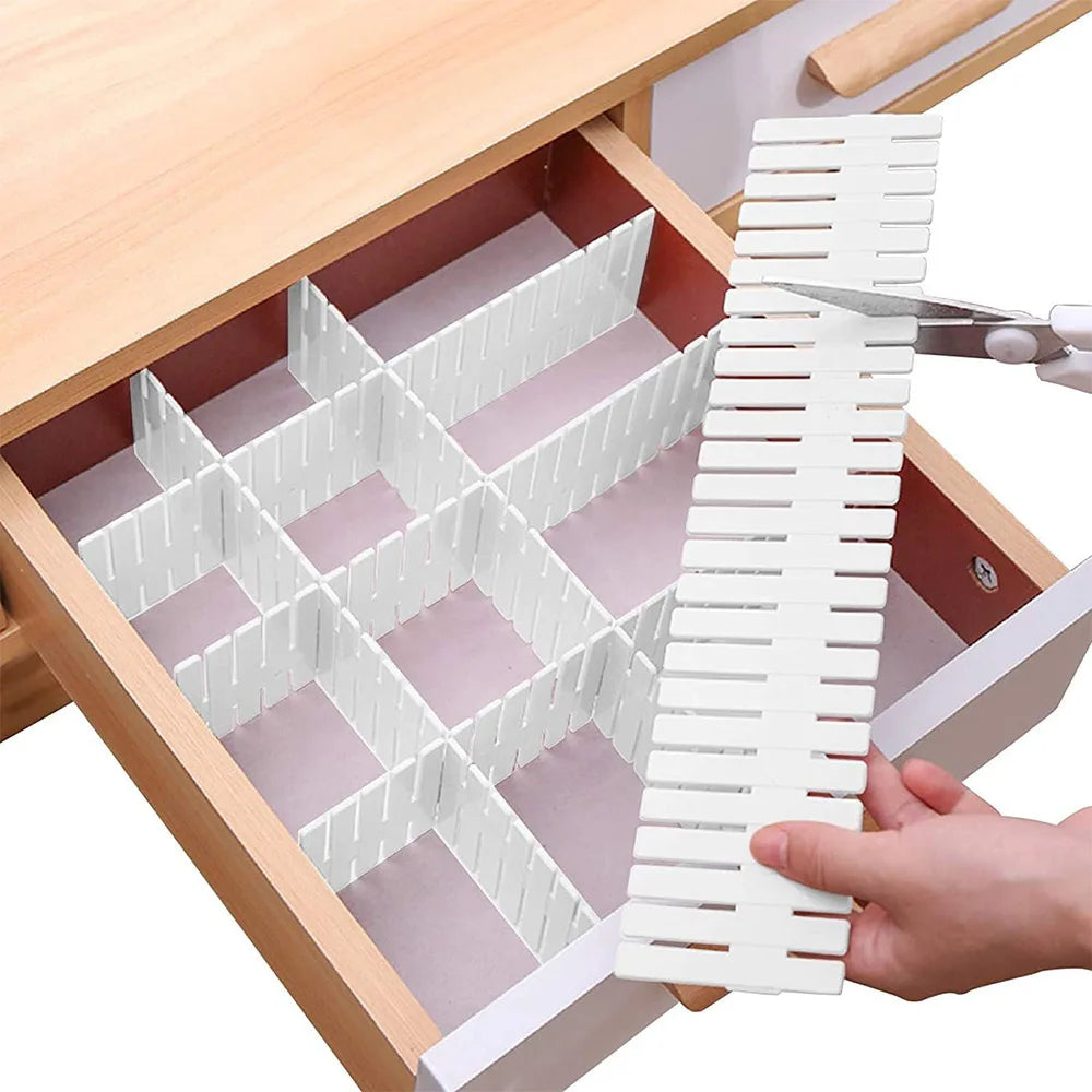 4-Pack Adjustable Plastic Drawer Dividers & Organizer