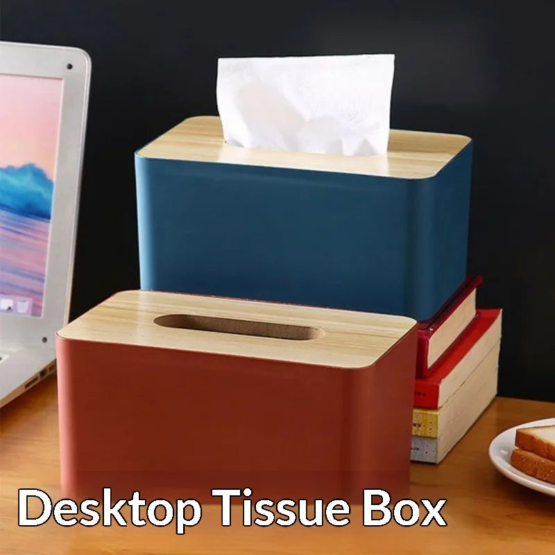 Wooden Lid Tissue Box Waterproof Desktop Napkin Holder