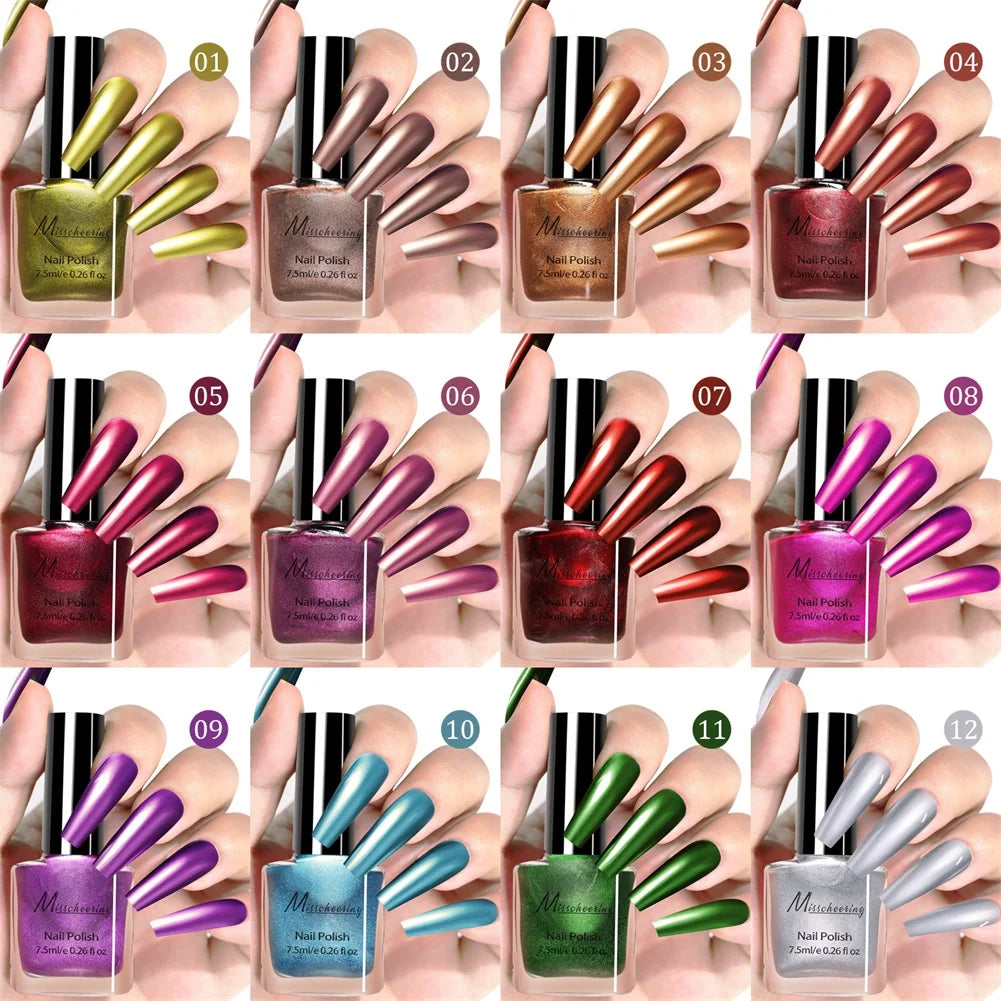 Metallic Mirror Nail Polish – Chrome Glitter Quick-Dry Lacquer