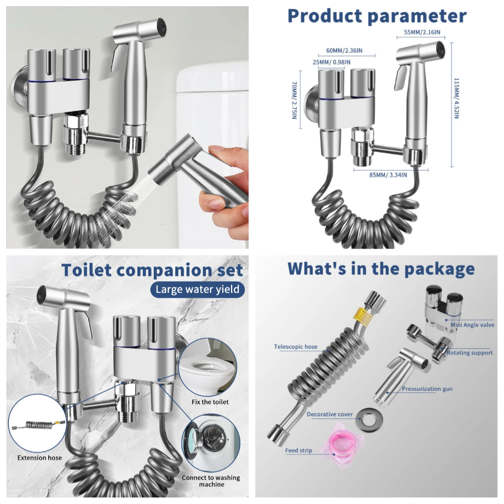 Stainless Steel Handheld Bidet Sprayer Set – Wall Mount