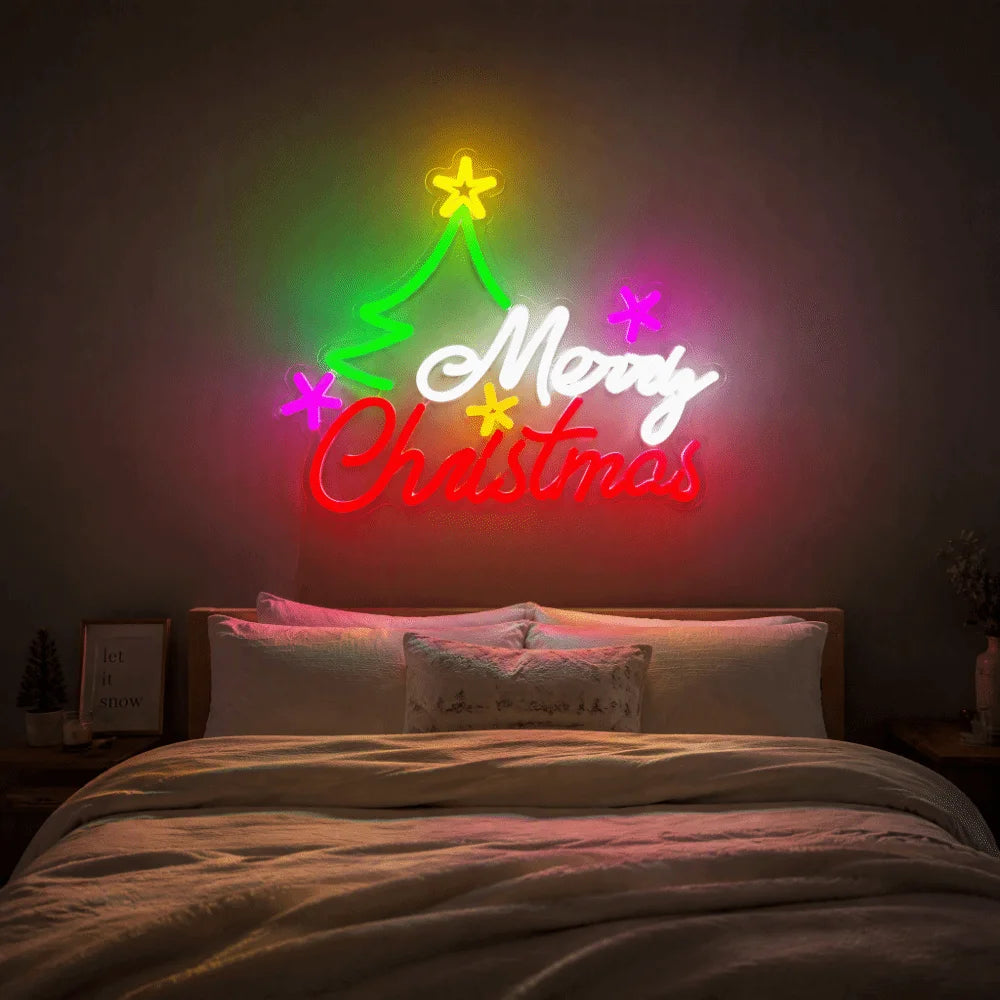 Multicolor Christmas LED Neon Sign USB Powered Wall Decor