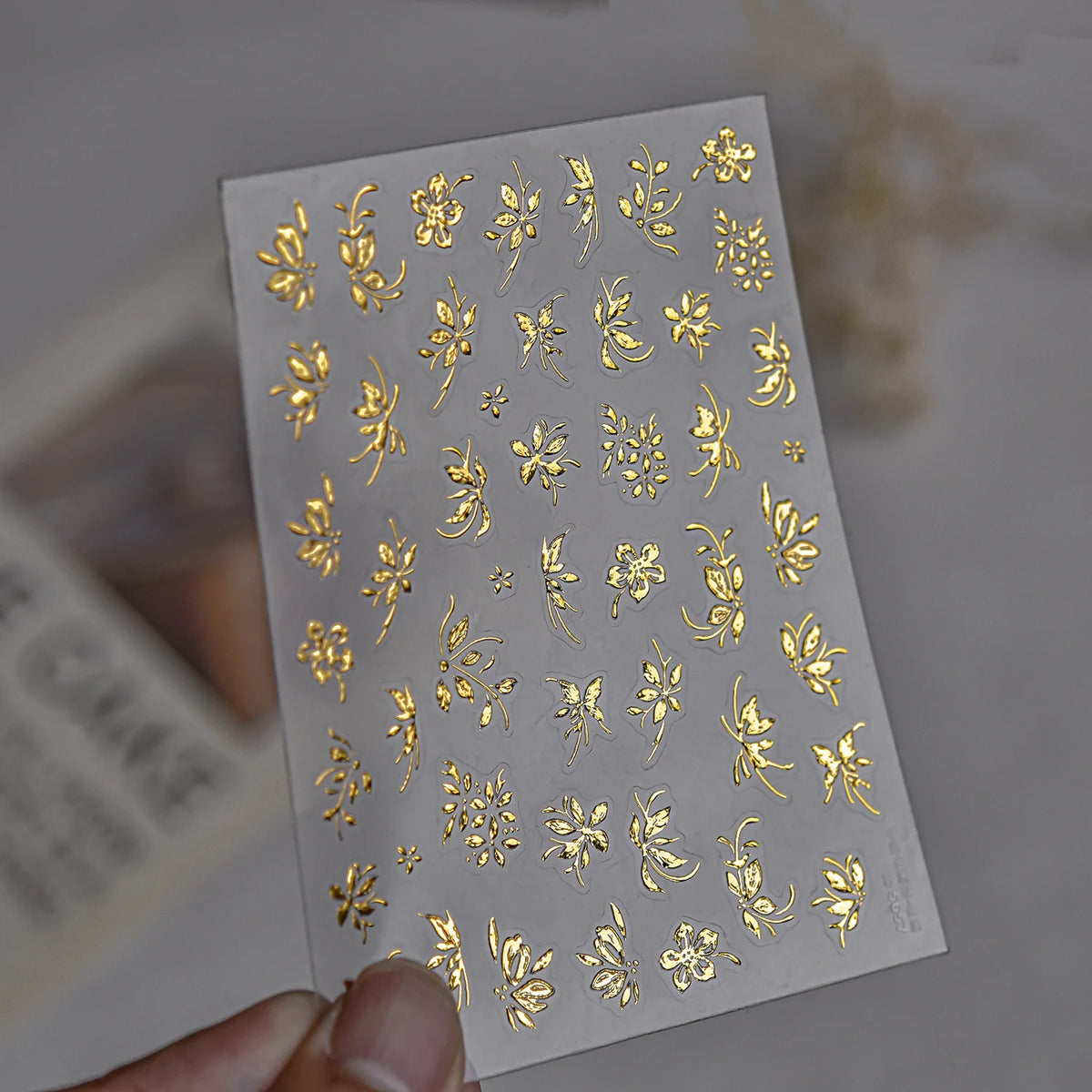 Bronzing Metallic Flower Nail Art Stickers – Gold & Silver Decals