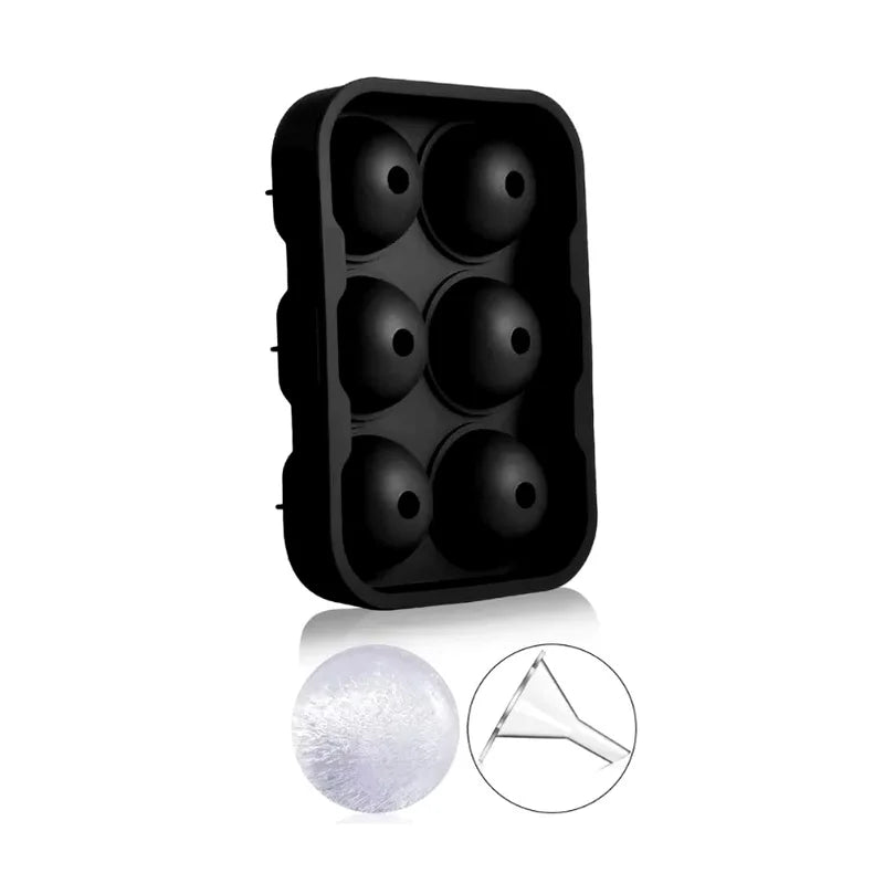 6-Grid Silicone Ice Cube Mold – Round Ball & Square Ice Maker
