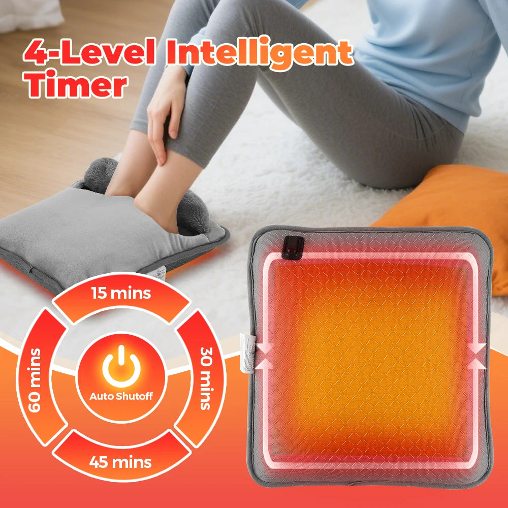 Electric Foot Warmer 4-Level Heated Pad – Soft & Washable