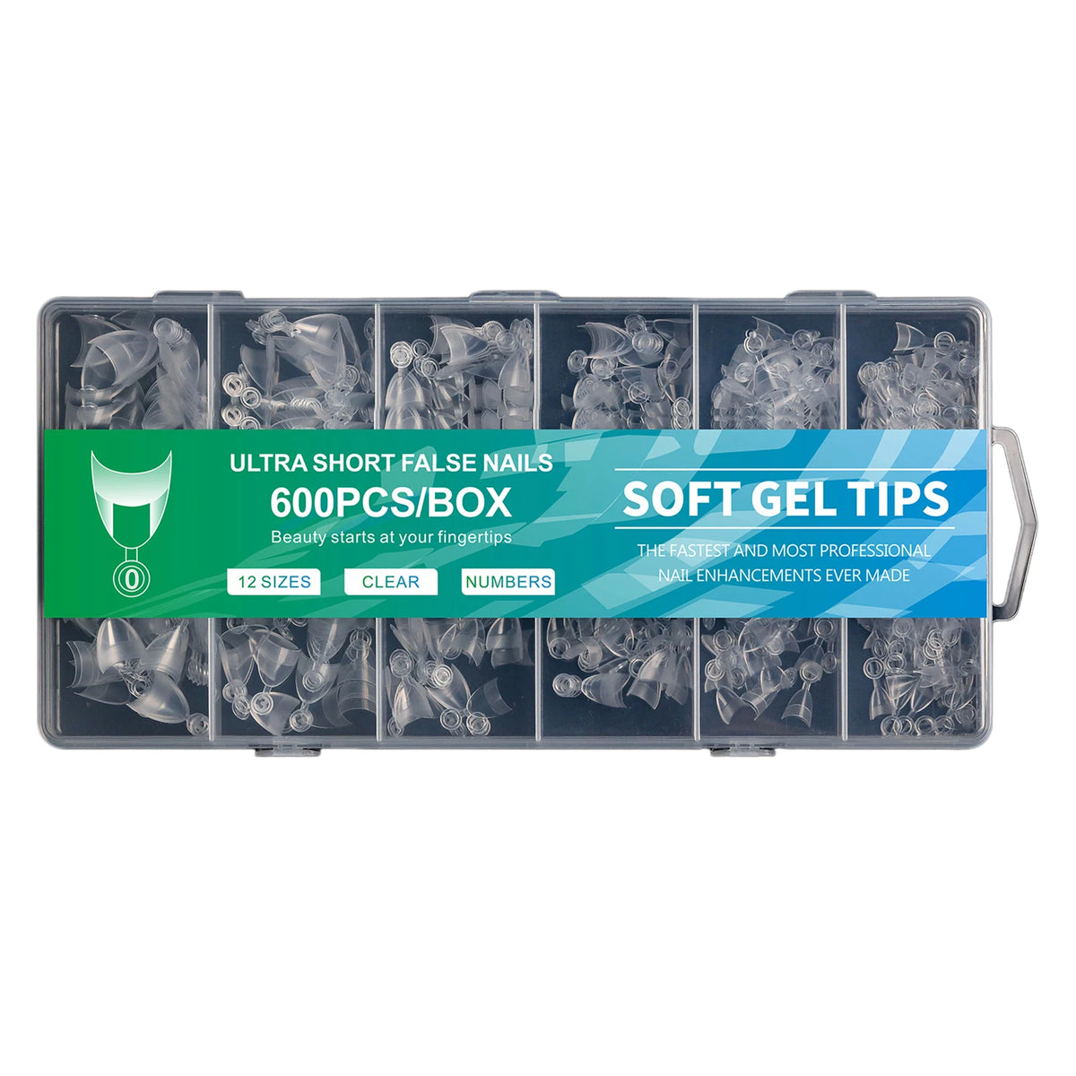 600pcs Short Soft Gel Nail Tips Pre-Etched Full Cover 12 Sizes