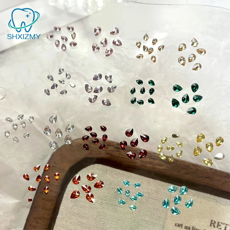 50Pcs Water Drop Zircon Nail Rhinestones 3D Flatback Crystal Gems