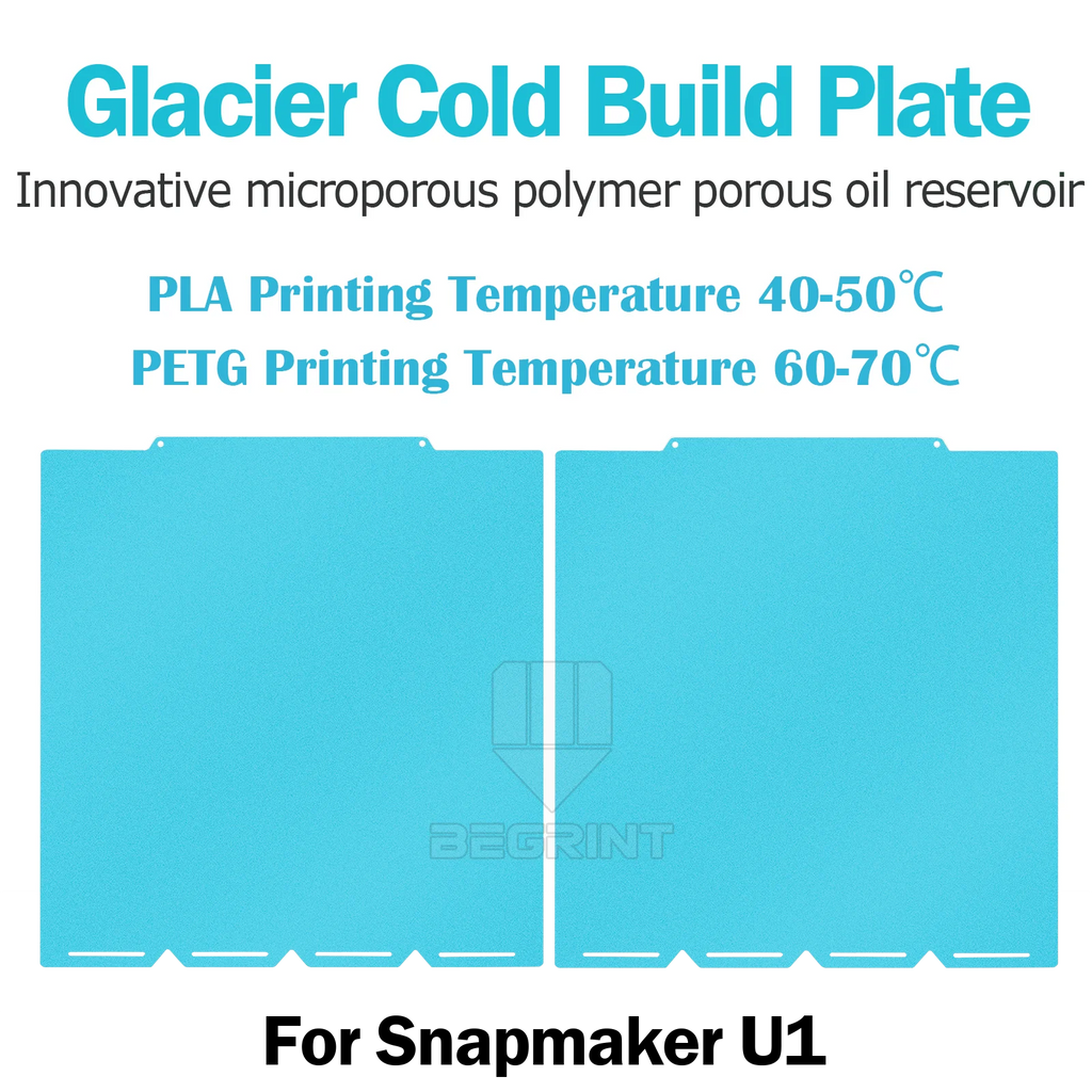 Snapmaker U1 Glacier Cold Build Plate 270x270mm Steel Sheet