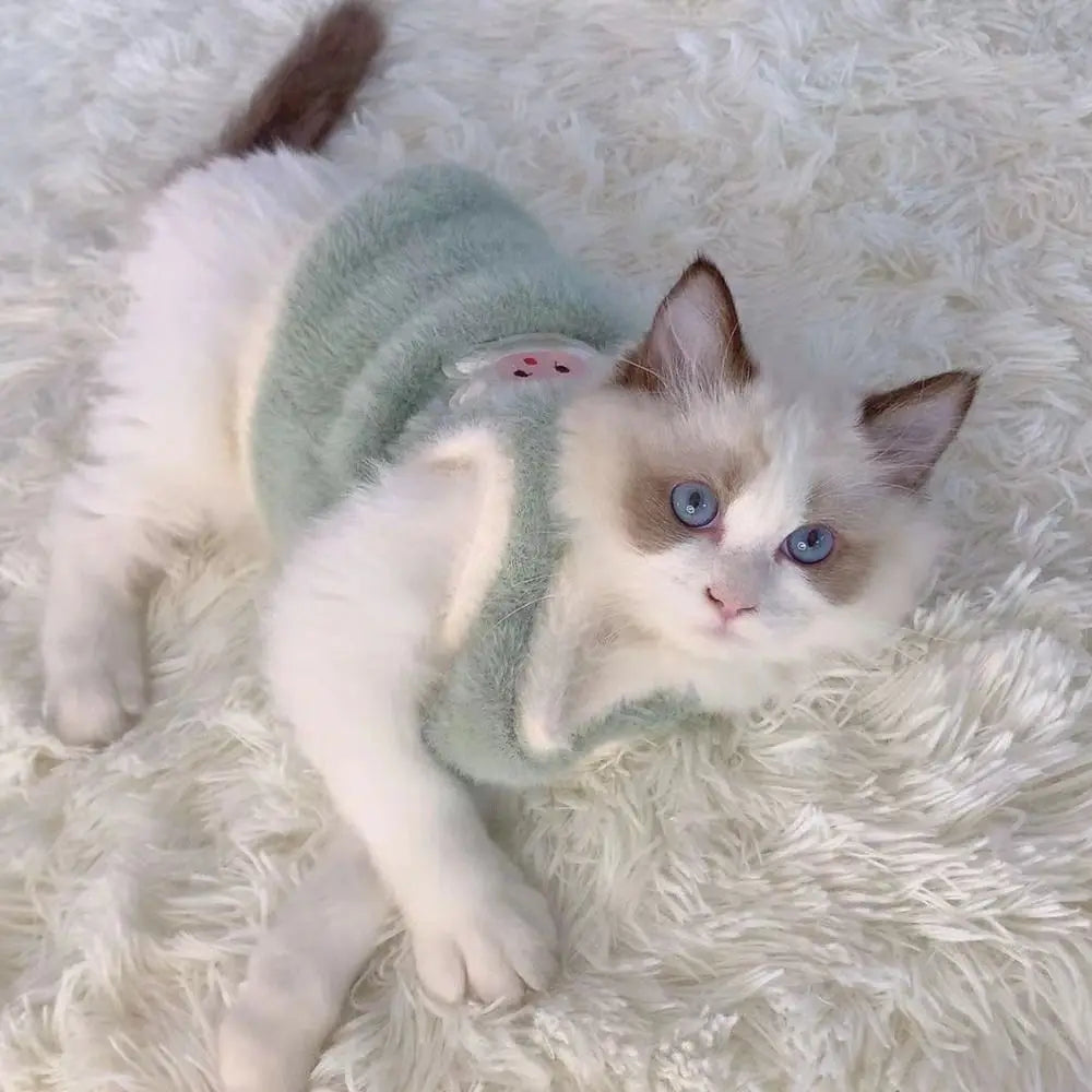 Knit Cat Sweater Vest – Soft Pullover Kitten Clothes S–XL