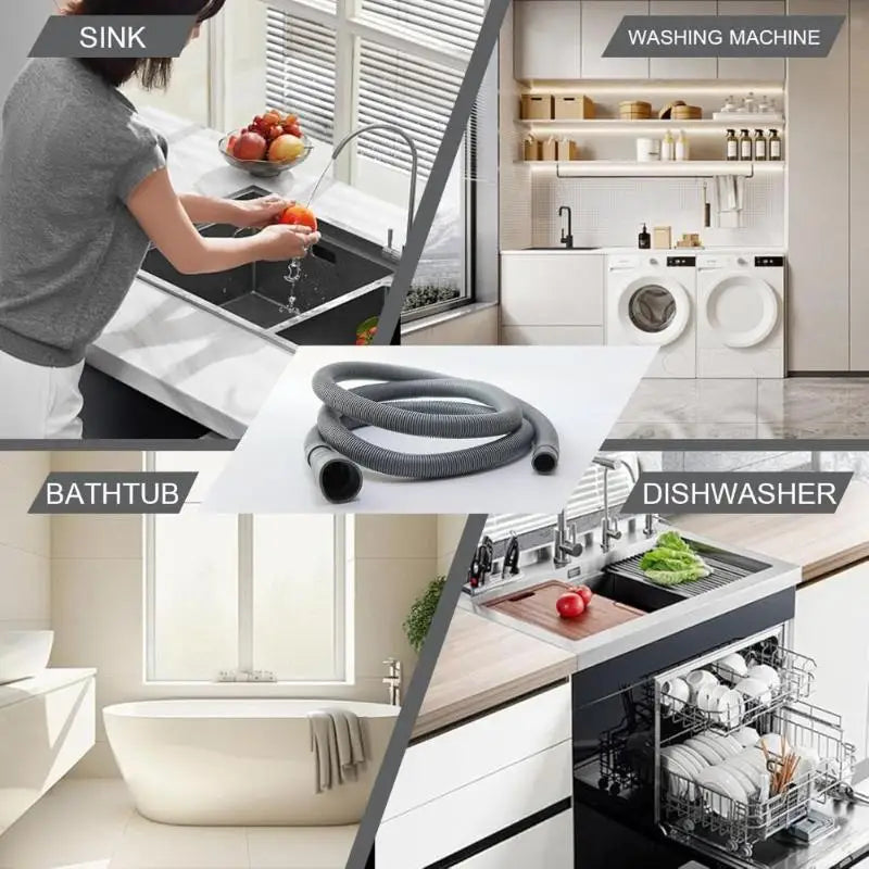 Washing Machine Drain Hose 1M–2M with Clamps – Cuttable