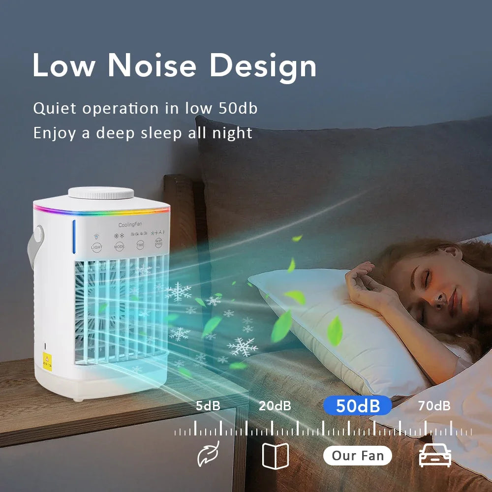 Desktop Air Cooler Fan with LED Light & Misting Humidifier